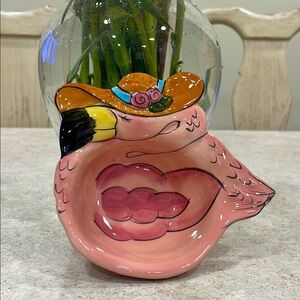 Blue Sky Pink and Orange Whimsical Vase